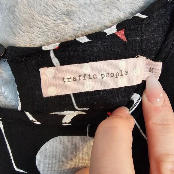 Traffic People Jumpsuit Womens Medium Black Flamingos Preppy Chic - Picture 5 of 13